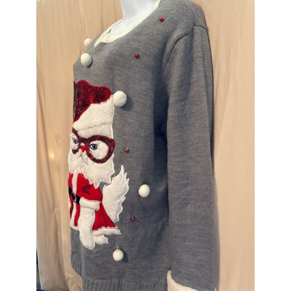 Holiday Time 2X 20W/22W Santa Kitty Sweater Not Ugly - Picture 2 of 7